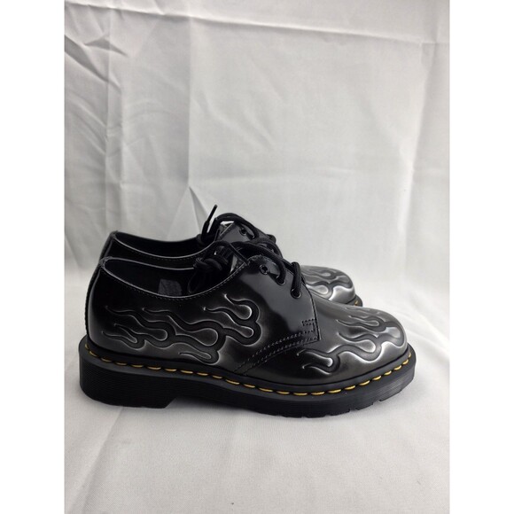 Dr. Martens 1461 INFERNO Arcadia 3-Eye Shoes Black Silver Flames Unisex Sz US 8 main image 8